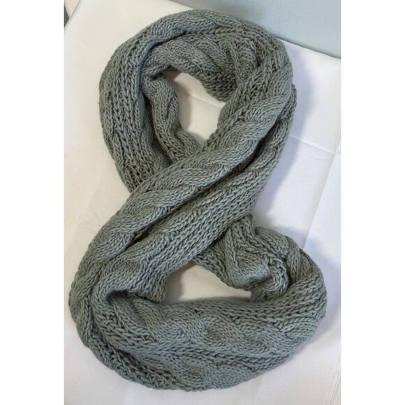 Queenfur Womens Thick Cable Knit Ribbed Infinity Circle Loop Scraf Gray Winter - Picture 1 of 7